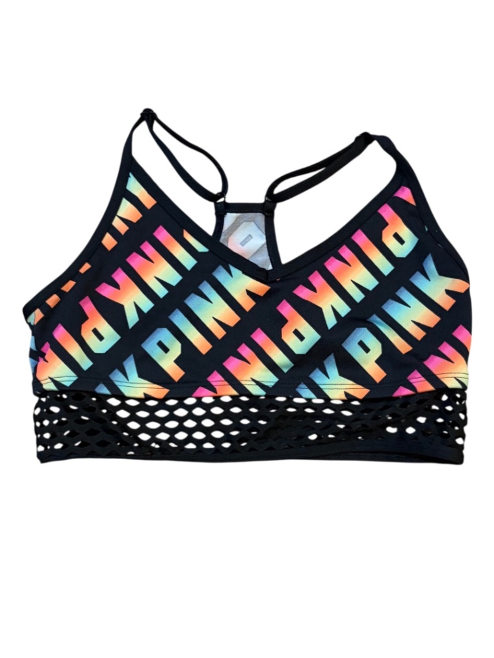 Victoria's Secret PINK Sports Bra Rainbow Logo Athletic